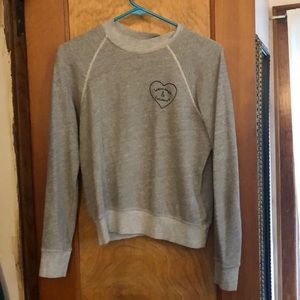 Gray sweater with embroidered heart